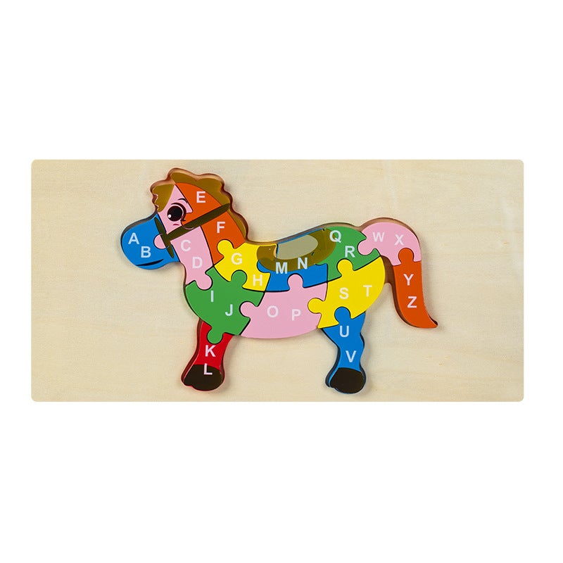 Wooden Jigsaw Puzzle Toys Children'S Early Education Alphabet Cognitive Puzzle Three-Dimensional Buckle Puzzle Building Blocks Educational Toys - Image 1